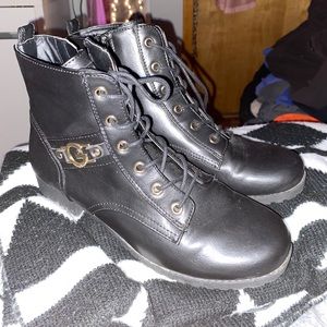 black combat boots